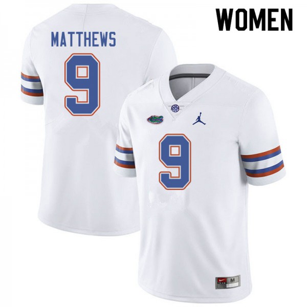 Jordan Brand Women #9 Luke Matthews Florida Gators College Football Jerseys White
